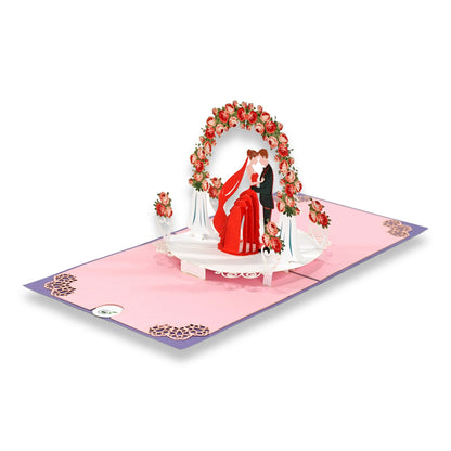 3D Pop-Up-Karte „Hochzeit“ mit Umschlag und Wachssiegel