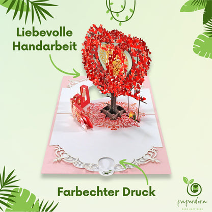 3D Pop-Up-Karte „Liebe“ mit Umschlag und Wachssiegel