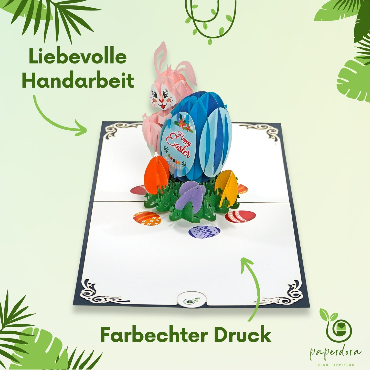 3D Pop-Up-Karte „Ostern“ mit Umschlag und Wachssiegel