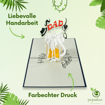 3D Pop-Up-Karte „Vater“ mit Umschlag und Wachssiegel