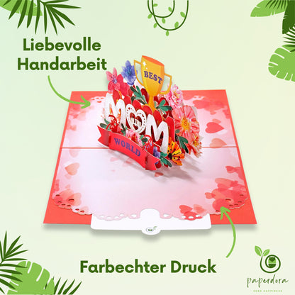 3D Pop-Up-Karte „Mutter“ mit Umschlag und Wachssiegel