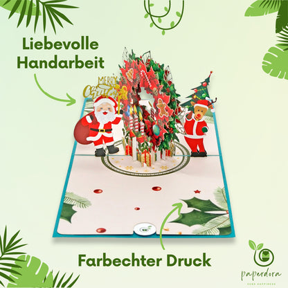 3D Pop-Up-Karte „Weihnachten“ mit Umschlag und Wachssiegel