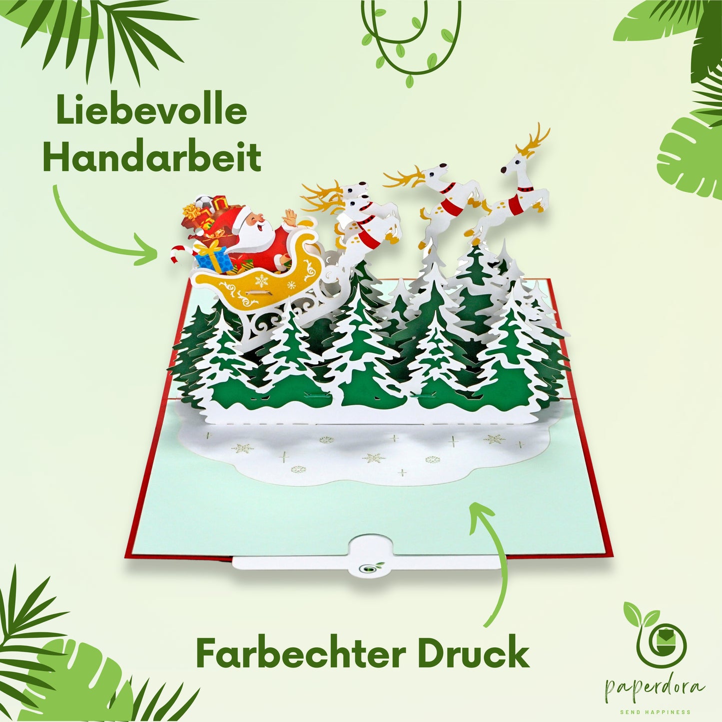 3D Pop-Up-Karte „Weihnachten“ mit Umschlag und Wachssiegel