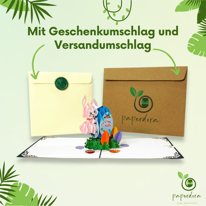 3D Pop-Up-Karte „Ostern“ mit Umschlag und Wachssiegel