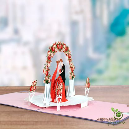 3D Pop-Up-Karte „Hochzeit“ mit Umschlag und Wachssiegel